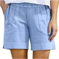 thumbnail image 1 of cfhntfmh Linen Shorts for Women Casual Straight Leg Shorts Summer Pull on High Waisted Shorts Vacation Beach Outfit with Pocket, 1 of 5