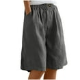 thumbnail image 1 of cfhntfmh Linen Shorts for Women Cotton Loose Wide Leg Beach Shorts Casual Elastic Waisted Solid Color Shorts with Pockets, 1 of 7