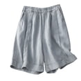thumbnail image 1 of cfhntfmh Linen Shorts for Women Summer High Waisted Flowy Wide Leg Cotton Shorts Casual Solid Color Baggy Shorts, 1 of 5