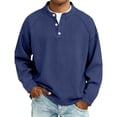 thumbnail image 1 of cfhntfmh Long Sleeve Henley Shirts for Men Casual Loose T-Shirt with Buttons Spring Vintage Shirt Fall Outfits (Sky Blue,X-Large), 1 of 6