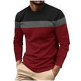 thumbnail image 1 of cfhntfmh Long Sleeve Shirts for Men Casual Comfy Crewneck Basic Tunic Tops Fashion Color Block Pullover Blouses, 1 of 6