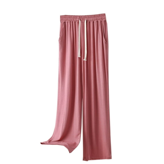 cfhntfmh Lounge Pants for Women Elastic High Waist Soft Long Sleep Pants Straight Leg Comfy Drawstring Sleepwear Pajama Bottoms