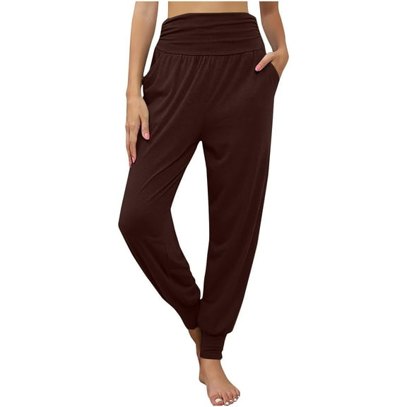 cfhntfmh Lounge Pants for Women Fashion High Elastic Waist Jogger Pants Casual Fall Plain Pants with Pockets