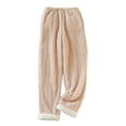thumbnail image 1 of cfhntfmh Lounge Pants for Women Fuzzy Comfy Elastic High Waisted Sleep Pants Loose Wide Leg Plush Pajama Bottoms Sleepwear, 1 of 5