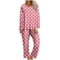 thumbnail image 1 of cfhntfmh Lounge Sets for Women Casual Cute Printed Long Sleeve Crewneck Sleep Shirts Loose Pants Sleepwear 2 Piece Pajama Sets, 1 of 5