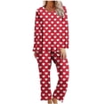 thumbnail image 1 of cfhntfmh Lounge Sets for Women Casual Cute Printed Long Sleeve Crewneck Sleep Shirts Loose Pants Sleepwear 2 Piece Pajama Sets, 1 of 5