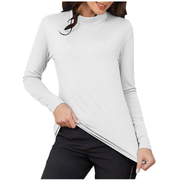 cfhntfmh Lounge Shirts for Women Winter Warm Fleece Mock Neck Basic Undershirts Stretch Thermal Long Sleeve Tops