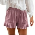 thumbnail image 1 of cfhntfmh Lounge Shorts for Women Casual Summer Ruffle Hem Wide Leg Baggy Shorts Soft Elastic High Waist Beach Outfits, 1 of 6