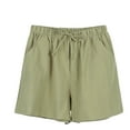 thumbnail image 1 of cfhntfmh Lounge Shorts for Women Elastic High Waisted Comfy Cotton Linen Shorts Drawstring Loose Shorts with Pocket, 1 of 4