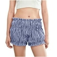 thumbnail image 1 of cfhntfmh Lounge Shorts for Women Low Waist Tiered Ruffle Comfy Shorts Plaid Print Summer Cute Short Pants, 1 of 7