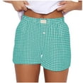 thumbnail image 1 of cfhntfmh Lounge Shorts for Women Plaid Print Cute Loose Shorts Elastic Waist Summer Boxer Short Pants with Pockets, 1 of 6