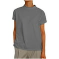 thumbnail image 1 of cfhntfmh Lounge Tops for Women Mock Neck Short Sleeve Loose Basic T-Shirts Summer Casual Comfy Plain Blouses, 1 of 5