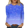 thumbnail image 1 of cfhntfmh Lounge Tops for Women Trendy Sparkly Sequins Crewneck Dressy Blouses Long Sleeve Tunic Fall Party Pullover Shirts, 1 of 4