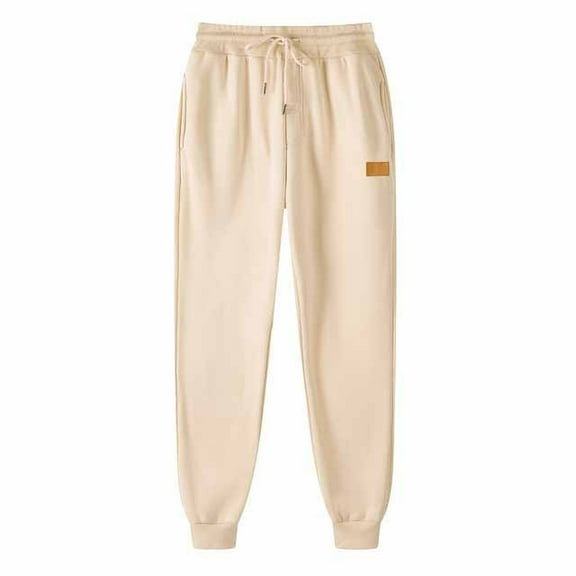 cfhntfmh Men's Athletic Sweatpants Fleece Active Workout Jogger Pants for Men with Pockets Cinch Bottom Gym Running Trouser（Beige,XX-Large)