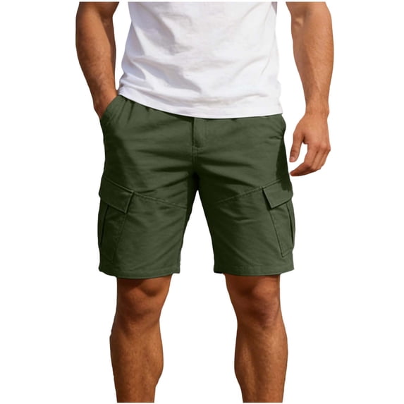 cfhntfmh Men's Casual Cargo Shorts Stretch Elastic High Waist Work Short with Multi Pockets Lightweight Summer Outdoor Shorts