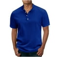 thumbnail image 1 of cfhntfmh Men's Casual Henley Shirt Rolled Short Sleeve Collared V Neck Shirts Fashion Summer Beach Vacation T-Shirts, 1 of 5