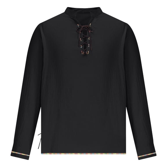 cfhntfmh Men's Casual Shirts Long Sleeve Band Collar Lightweight Beach Shirts Summer Vacation T-Shirts Renaissance Clothes