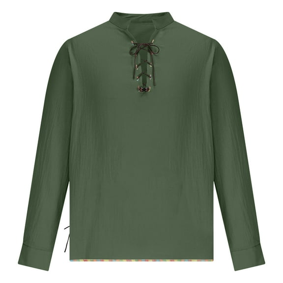 cfhntfmh Men's Casual Shirts Long Sleeve Band Collar Lightweight Beach Shirts Summer Vacation T-Shirts Renaissance Clothes