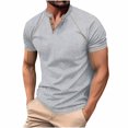 thumbnail image 1 of cfhntfmh Men's Casual Shirts Short Sleeve Mock Neck Buttons Basic T-Shirts Muscle Stretchy Golf Shirt Summer Beach Tops, 1 of 6
