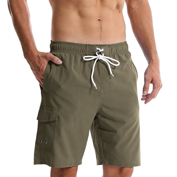 cfhntfmh Men's Casual Stretch Cargo Shorts Classic Drawstring Elastic Waist Loose Fit Work Shorts with Multi Pockets