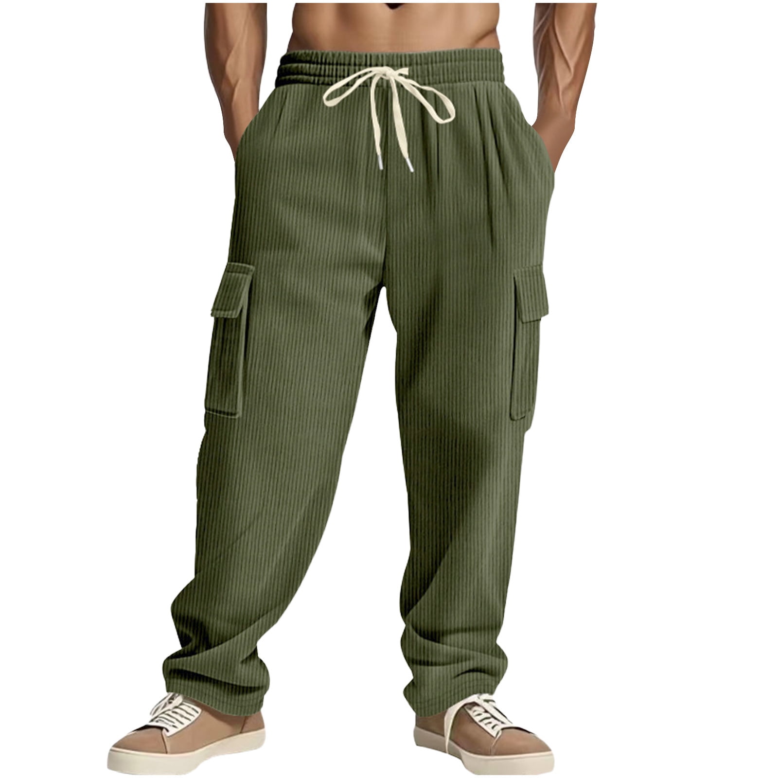 Men's Baggy Sweatpants Straight Legs Drawstring Waist Pants Casual Running Training Long Pants