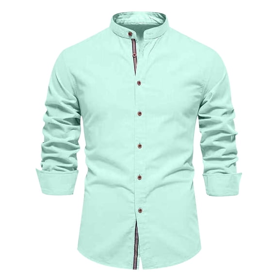 cfhntfmh Men's Cotton Casual Button down Long Sleeve Shirt Spring Summer Business Casual Work Tops Dress Shirts(Green,X-Small)
