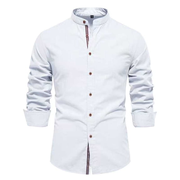 cfhntfmh Men's Cotton Casual Button down Long Sleeve Shirt Spring Summer Business Casual Work Tops Dress Shirts(White,X-Small)
