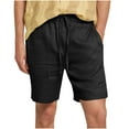 thumbnail image 1 of cfhntfmh Men's Cotton Linen Shorts Solid Color Casual Pocket Half Shorts Drawstring Waisted Dress Pants with Pockets Summer Shorts, 1 of 6
