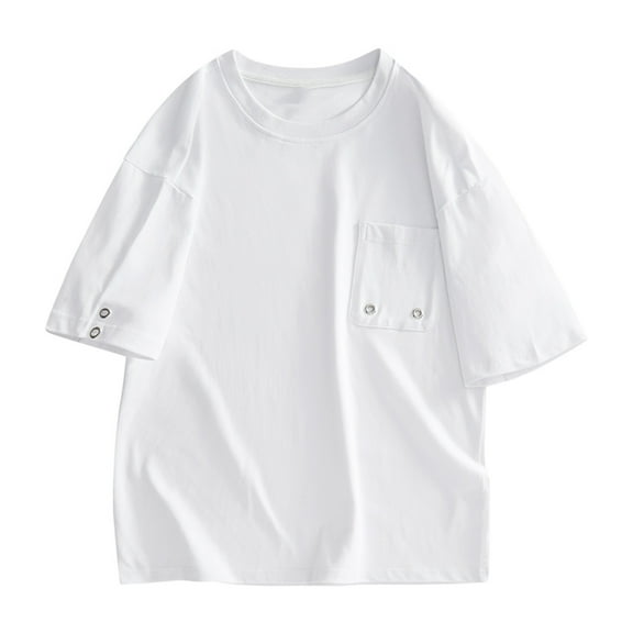 cfhntfmh Men's Cotton T-Shirts Oversized Unisex Short Sleeve Crew Neck Loose Basic Tops Trendy Summer Solid Color Athletic Tee