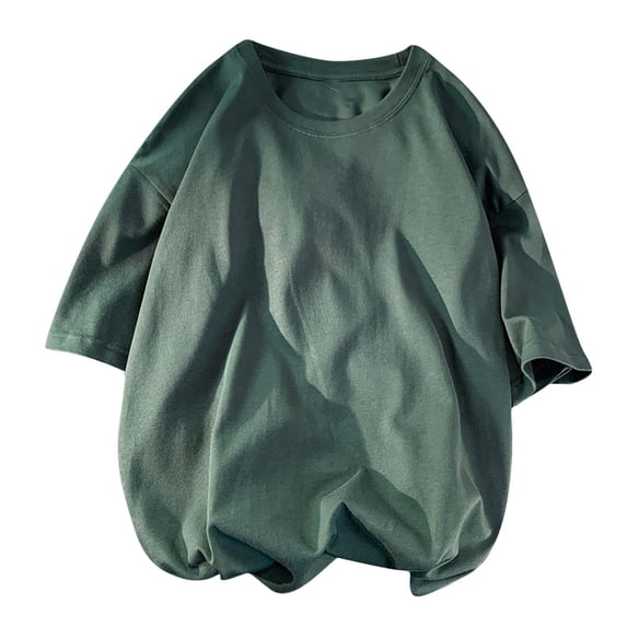 cfhntfmh Men's Cotton T-Shirts Oversized Unisex Short Sleeves Casual Loose Solid Basic Tee Tops Summer Vacation Clothes