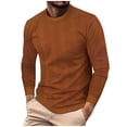 thumbnail image 1 of cfhntfmh Men's Crewneck Pullover Sweatshirt Cable Knit Long Sleeve Sweater Winter Warm Textured Sweater Tops Fall Fashion（Coffee,3X-Large), 1 of 6