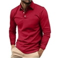 thumbnail image 1 of cfhntfmh Men's Golf Shirt Collared Long Sleeve Quick Dry Tops Lightweight 3-Button Performance Casual Athletic Tshirt(Wine,Large), 1 of 5