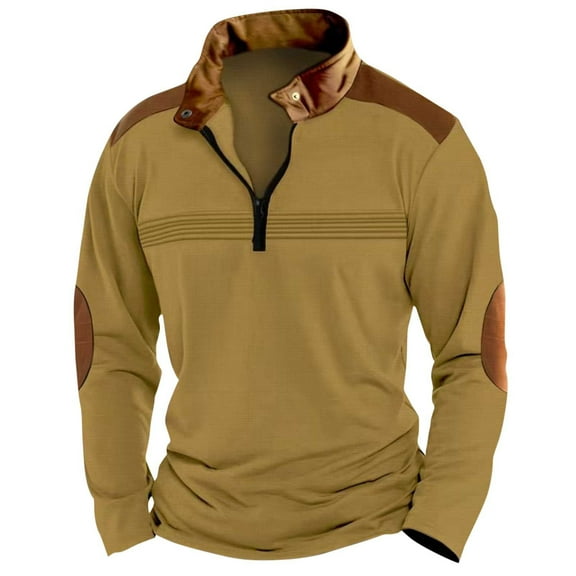 cfhntfmh Men's Henley Long Sleeve Sweatshirt Casual Button T-Shirt Classic Basic Lightweight Pullover Cotton Tees Fashion Tops(Khaki,Medium)