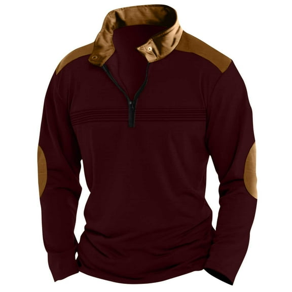 cfhntfmh Men's Henley Long Sleeve Sweatshirt Casual Button T-Shirt Classic Basic Lightweight Pullover Cotton Tees Fashion Tops（Red,X-Large)