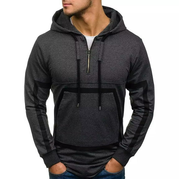 cfhntfmh Men's Hoodies Half Zip Pullover Vintage Workout Running Active Hoodies with Pockets Lightweight Sweatshirt（Dark Gray,X-Large)