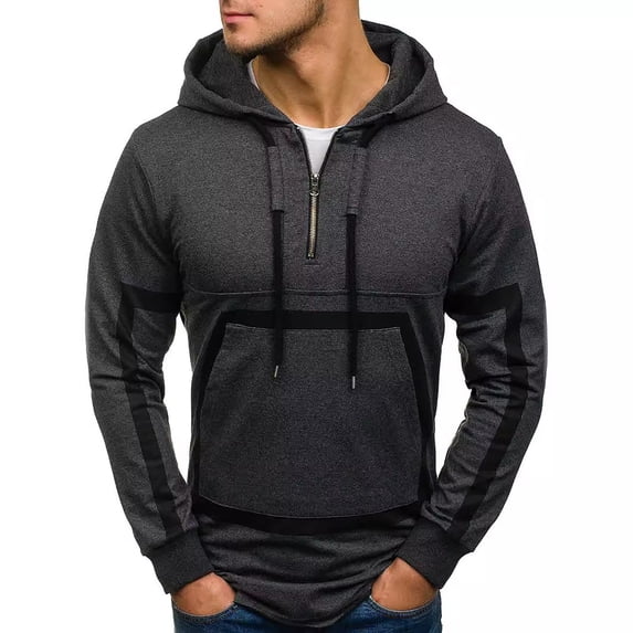 cfhntfmh Men's Hoodies Half Zip Pullover Vintage Workout Running Active Hoodies with Pockets Lightweight Sweatshirt(Dark Gray,XX-Large)