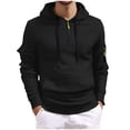 thumbnail image 1 of cfhntfmh Men's Hoodies Quarter Zip Pullover Solid Color Vintage Workout Running Active Hoodies with Pockets Outdoor Sweatshirt（Black,3X-Large), 1 of 7