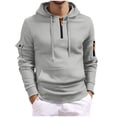 thumbnail image 1 of cfhntfmh Men's Hoodies Quarter Zip Pullover Solid Color Vintage Workout Running Active Hoodies with Pockets Outdoor Sweatshirt（Gray,Medium), 1 of 7