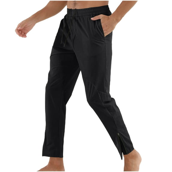cfhntfmh Men's Joggers Athletic Pants with Zipper Pockets Gym Pants Lightweight for Workout Running Tapered Jogger(Black,XX-Large)