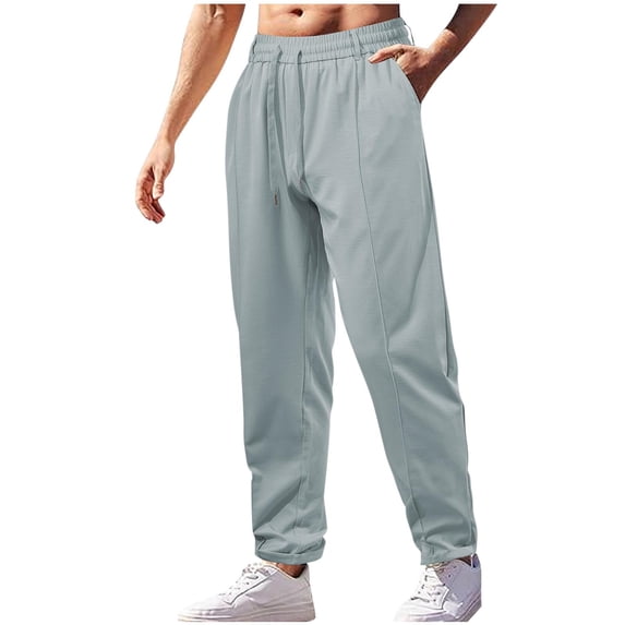 cfhntfmh Men's Lightweight Sweatpants Loose Fit Cinch Bottom Athletic Workout Gym Pants with Pockets Casual Drawstring Trouser(Blue,Medium)
