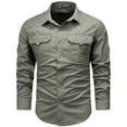 thumbnail image 1 of cfhntfmh Men's Long Sleeve Hiking Shirt Workwear Outdoor Camping Shirts with Pockets Lightweight Button up Work Shirt(Army Green,4X-Large), 1 of 2