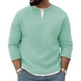 thumbnail image 1 of cfhntfmh Men's Long Sleeve Shirts 2 in 1 V Neck Thermal Undershirt Base Layer Tops Fall Winter Trendy Pullover, 1 of 6