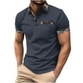 thumbnail image 1 of cfhntfmh Men's Muscle Slim Henley Shirts Collared V Neck Button T-Shirt Gym Workout Athletic Shirt Tees with Pocket, 1 of 5