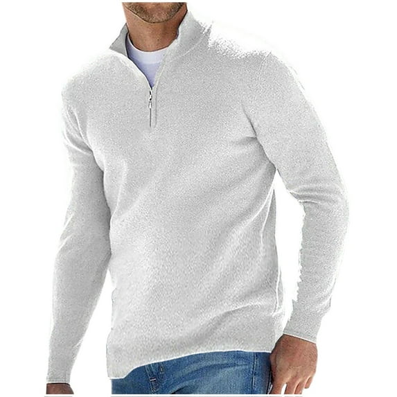 cfhntfmh Men's Quarter Zip Sweater Casual Mock Neck Long Sleeve Pullover Knitted Sweater Fall Winter Slim Thermal Coats