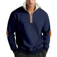 thumbnail image 1 of cfhntfmh Men's Quarter Zip Sweatshirt Sherpa Lined Fleece Zipper Pullover Warm Cotton Sweatshirt Winter Tops（Navy,Small), 1 of 6