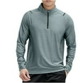 thumbnail image 1 of cfhntfmh Men's Running Shirts Quarter Zip Pullover Long Sleeve Athletic Shirt Lightweight Quick Dry Workout Gym Top(Green,Medium), 1 of 3