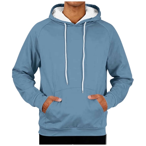 cfhntfmh Men's Sherpa Lined Hoodie Winter Fleece Warm Pullover Casual Long Sleeve Hooded Sweatshirts Fall Fashion Outfit