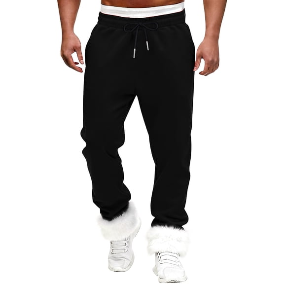 cfhntfmh Men's Sherpa Lined Sweatpants Thermal Fleece Jogger Pants Winter Warm Thick Workout Running Trousers Cold Weather