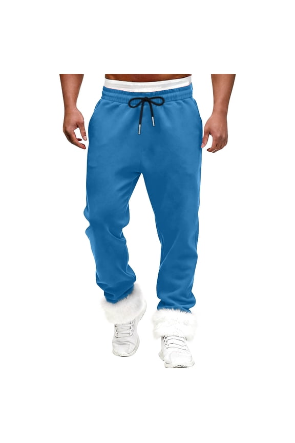 Men's Sherpa Lined Sweatpants Thermal Fleece Jogger Pants Winter Warm Thick Workout Running Trousers Cold Weather