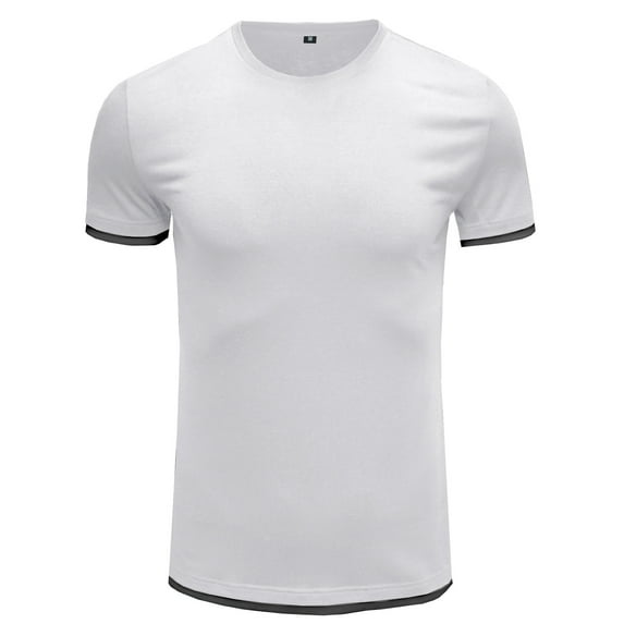 cfhntfmh Men's Short Sleeve Athletic T-Shirt Trendy Crew Neck Solid Color T-Shirt Summer Workout Muscle Tops